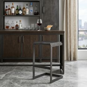 30" Black Solid and Manufactured Wood Backless Bar Height Bar Chair