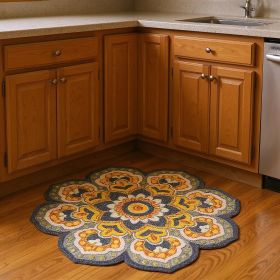 4' Gray Wool Geometric Hand Tufted Round Rug