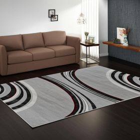 5' X 7' Gray Abstract Dhurrie Area Rug