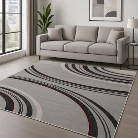 8' X 10' Gray Abstract Dhurrie Area Rug
