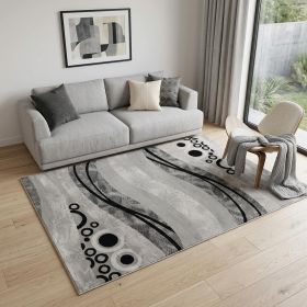 5' X 7' Gray And Black Abstract Area Rug