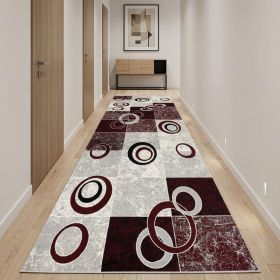 15' Red And White Abstract Runner Rug