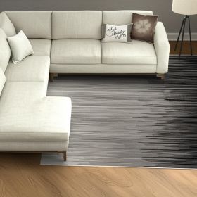 6' X 9' Black Abstract Dhurrie Area Rug