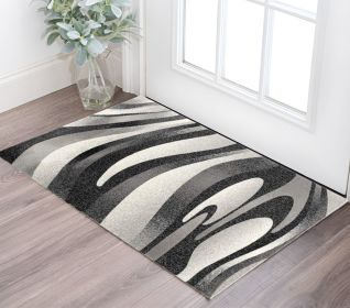 3' X 5' Gray Abstract Power Loom Area Rug