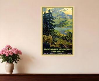 12" X 18" Vintage 1920S Adirondack Mountains Wall Art