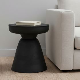 18" Black Solid Wood Round Pedestal End Table
