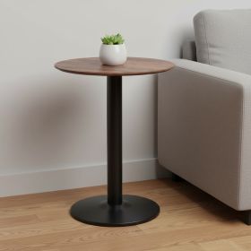 30" Black and Brown Wood and Steel Pedestal End Table