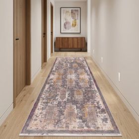 15' Gray And Ivory Oriental Runner Rug