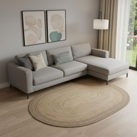 7' X 9' Natural Jute Hand Braided Oval Rug