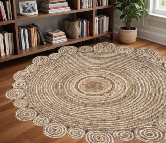 8â€™ Round Natural Coiled Area Rug