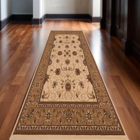 20' Beige And Ivory Oriental Runner Rug