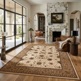 4' X 6' Beige And Ivory Oriental Area Rug