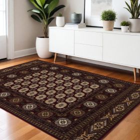 4' X 6' Red and Ivory Floral Medallion Power Loom Area Rug