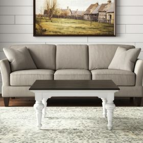 39" Brown and White Wood Square Distressed Coffee Table