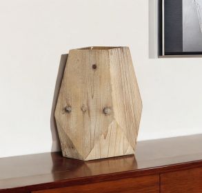 11" Natural Abstract Cylinder Solid Wood Table Vase