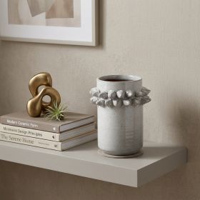 7" Gray Abstract Cylinder Spikey Ceramic Table Vase