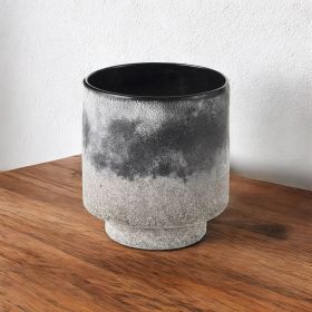 6" Brown And Black Abstract Cylinder Ceramic Table Vase