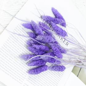 Natural Pampas Grass and Bunny Tail Dried Floral Bouquet (Color: Gem purple, size: 30pcs)