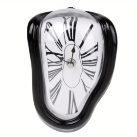 Surrealist Melted Roman Numeral Decorative Wall Clock (Color: Black)
