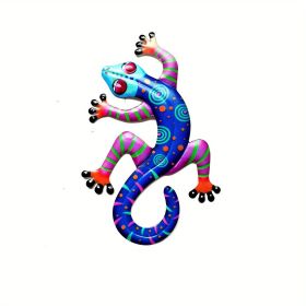 Colorful 3D Metal Gecko Decorative Wall Art Sculpture Available Individually or Set of 4 (Style: Blue (1pc))