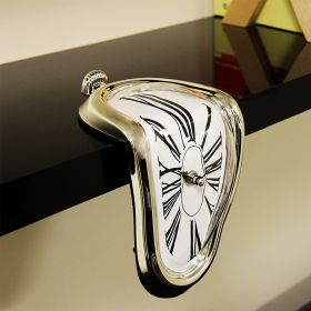 Surrealist Melted Roman Numeral Decorative Wall Clock (Color: Golden)