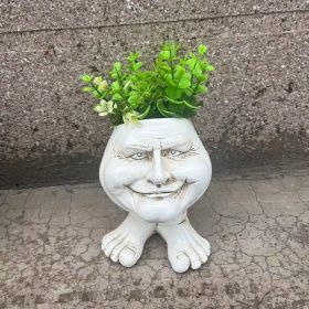 Decorative Resin Garden Statue Planter Vase (Color: Father John)