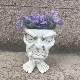 Decorative Resin Garden Statue Planter Vase (Color: Uncle Smoking)