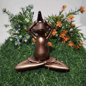 Miniature Meditating Yoga Frog Resin Decorative Figurine (Color: Worship the sun)