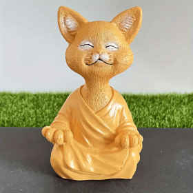 Whimsical Meditating Buddha Cat Decorative Figurine (Color: Orange Cat)