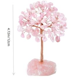 Natural Crystal Gemstone Tree Decorative Sculpture with Fluorite Base (Color: Pink)