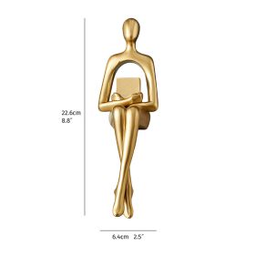 Gold Abstract Seated Figure Sculpture (Color: Golden - Holding Book)