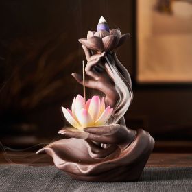 Reversible Lotus Flower Purple Sand Aromatherapy Incense Burner (Style: Single Furnace, Items: Small-Pink Lotus)
