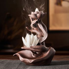 Reversible Lotus Flower Purple Sand Aromatherapy Incense Burner (Style: Single Furnace, Items: Small-White Lotus)