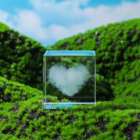 3D Moon and Cloud Engraved Crystal Cube (Items: Love Cloud)