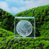 3D Moon and Cloud Engraved Crystal Cube