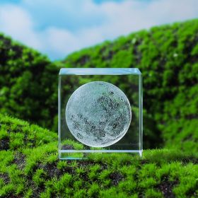3D Moon and Cloud Engraved Crystal Cube (Items: Moon)