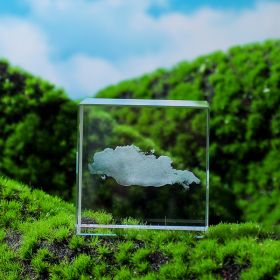 3D Moon and Cloud Engraved Crystal Cube (Items: Clouds)