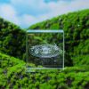 3D Moon and Cloud Engraved Crystal Cube