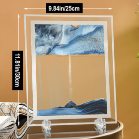 Dynamic Square Quicksand Sandscape Decorative Tabletop Art (Color: Blue, size: 11.81in/30cm)