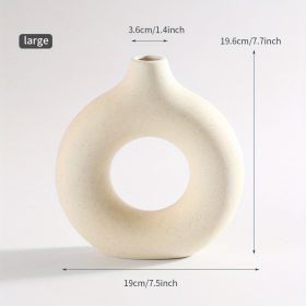 Modern White Ceramic Donut Shaped Decorative Vase (Color: Cream Color, size: large)