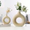 Modern White Ceramic Donut Shaped Decorative Vase