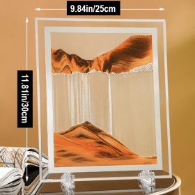 Dynamic Square Quicksand Sandscape Decorative Tabletop Art (Color: Yellow, size: 11.81in/30cm)