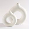 Modern White Ceramic Donut Shaped Decorative Vase