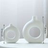 Modern White Ceramic Donut Shaped Decorative Vase