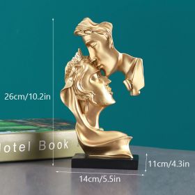 10 Inch Abstract Kissing Couple Mask Resin Sculpture (Color: Couple Mask Golden)