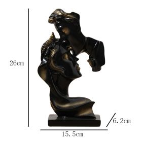 10 Inch Abstract Kissing Couple Mask Resin Sculpture (Color: Couple Mask Black)