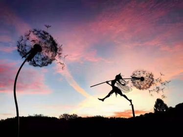 Dancing Dandelion Fairy Garden Sculpture (Color: D)