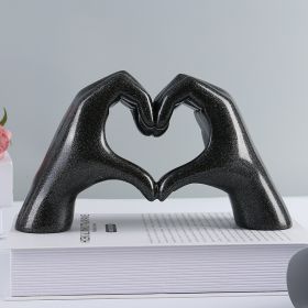Abstract Heart Hands Resin Sculpture (Color: Black Heart Gesture)