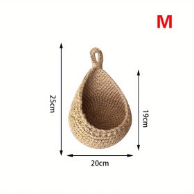 Bohemian Teardrop Woven Hanging Wall Storage Basket (Model: M)