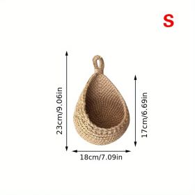 Bohemian Teardrop Woven Hanging Wall Storage Basket (Model: S)